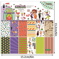 12pcs Retro Polka Dot Circus DIY Scrapbook Paper 15x24cm Non Adhesive