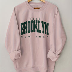 Letter Print Crew Neck Sweatshirt for Women