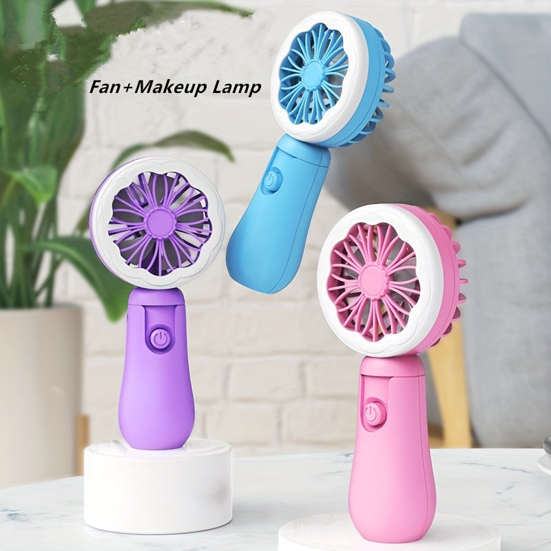 Flower Pattern Handheld Fan USB Rechargeable Portable Pocket Desktop Fan