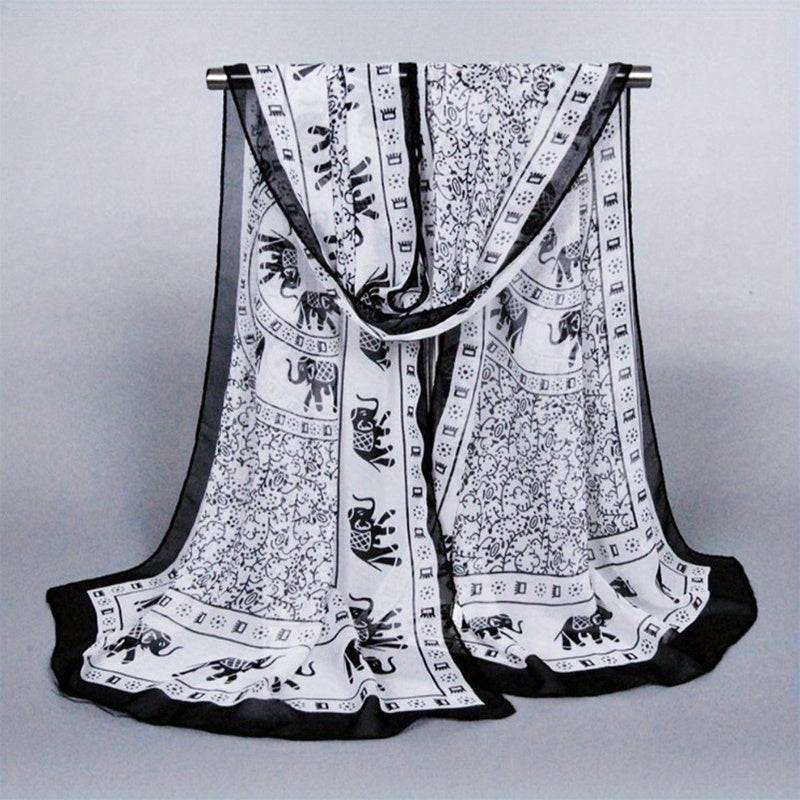 Boho Print Chiffon Scarf Vintage Long Shawl Breathable Head Wrap Hijab