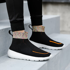 Men's Woven Knit Breathable Sneakers Non Slip Soft Sole Shoes