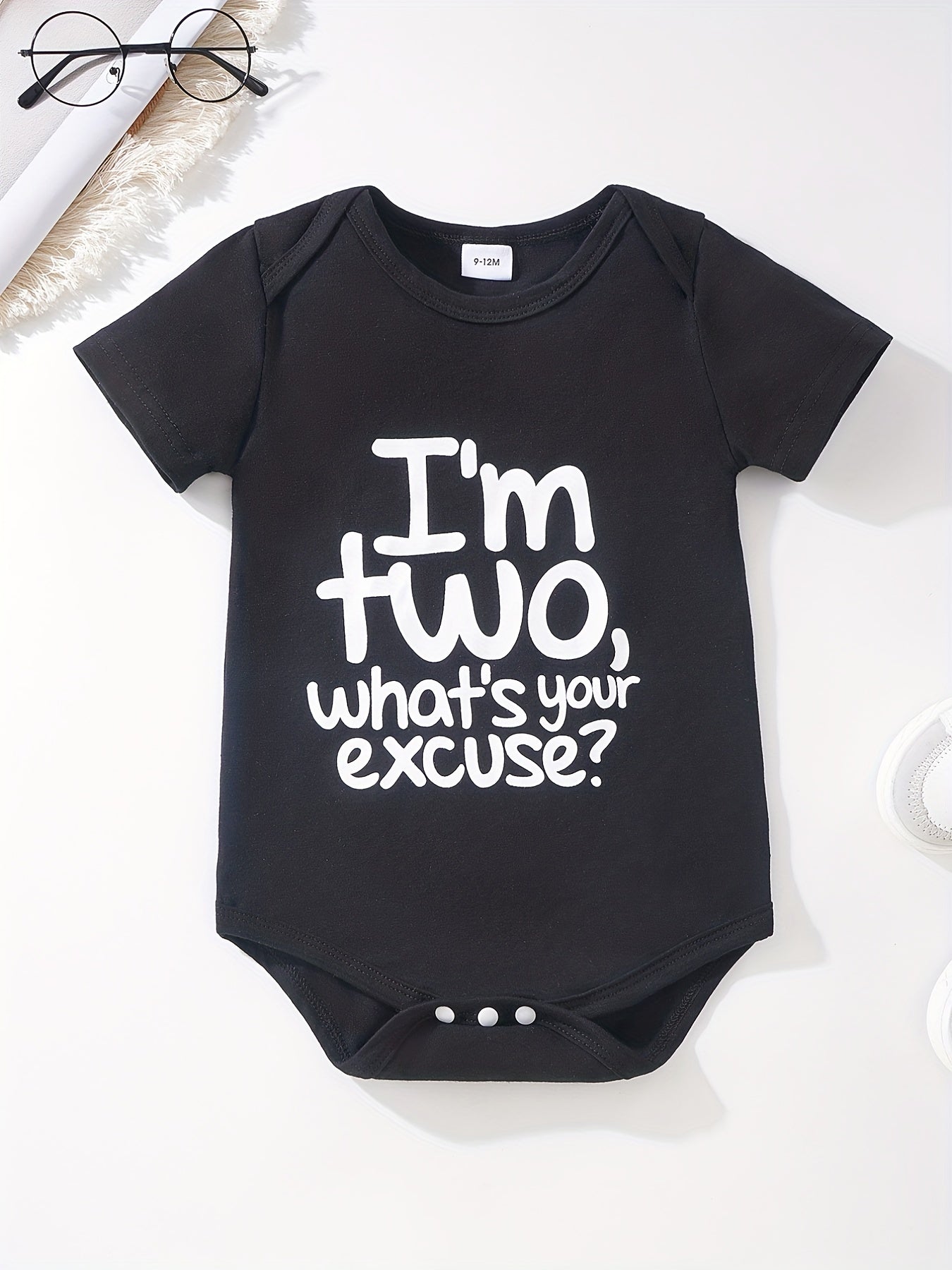Baby Boy Casual Cotton Bodysuit - I'M TWO WHAT'S YOUR EXCUSE