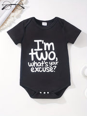 Baby Boy Casual Cotton Bodysuit - I'M TWO WHAT'S YOUR EXCUSE