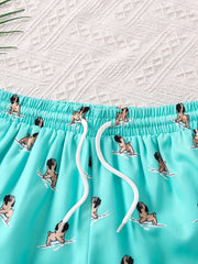 Big Boys Dog Print Beach Shorts Swim Trunks