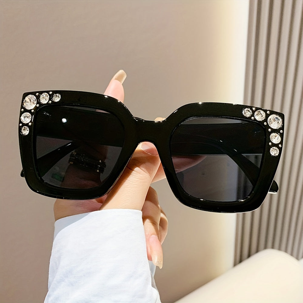 Y2K Square Jelly Sunglasses Rhinestone Decor Glasses UV400