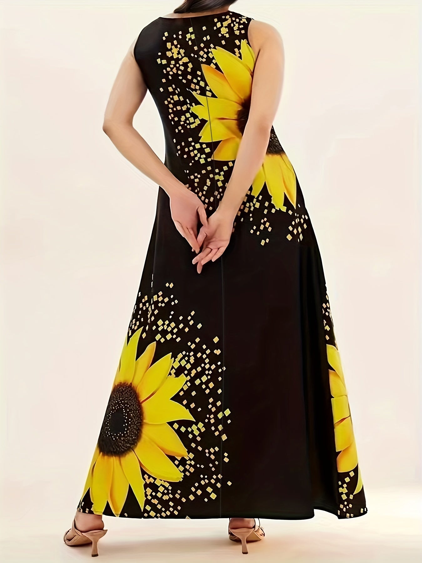 Sunflower Print Maxi Tank Dress