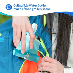 800ml Collapsible Water Bottle w/ Filter BPA Silicone Camping Hiking
