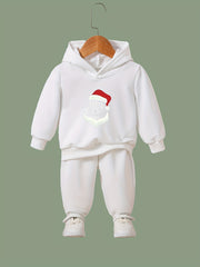 Girls Alphabets Pattern Hooded Sweatshirt and Sweatpants Set
