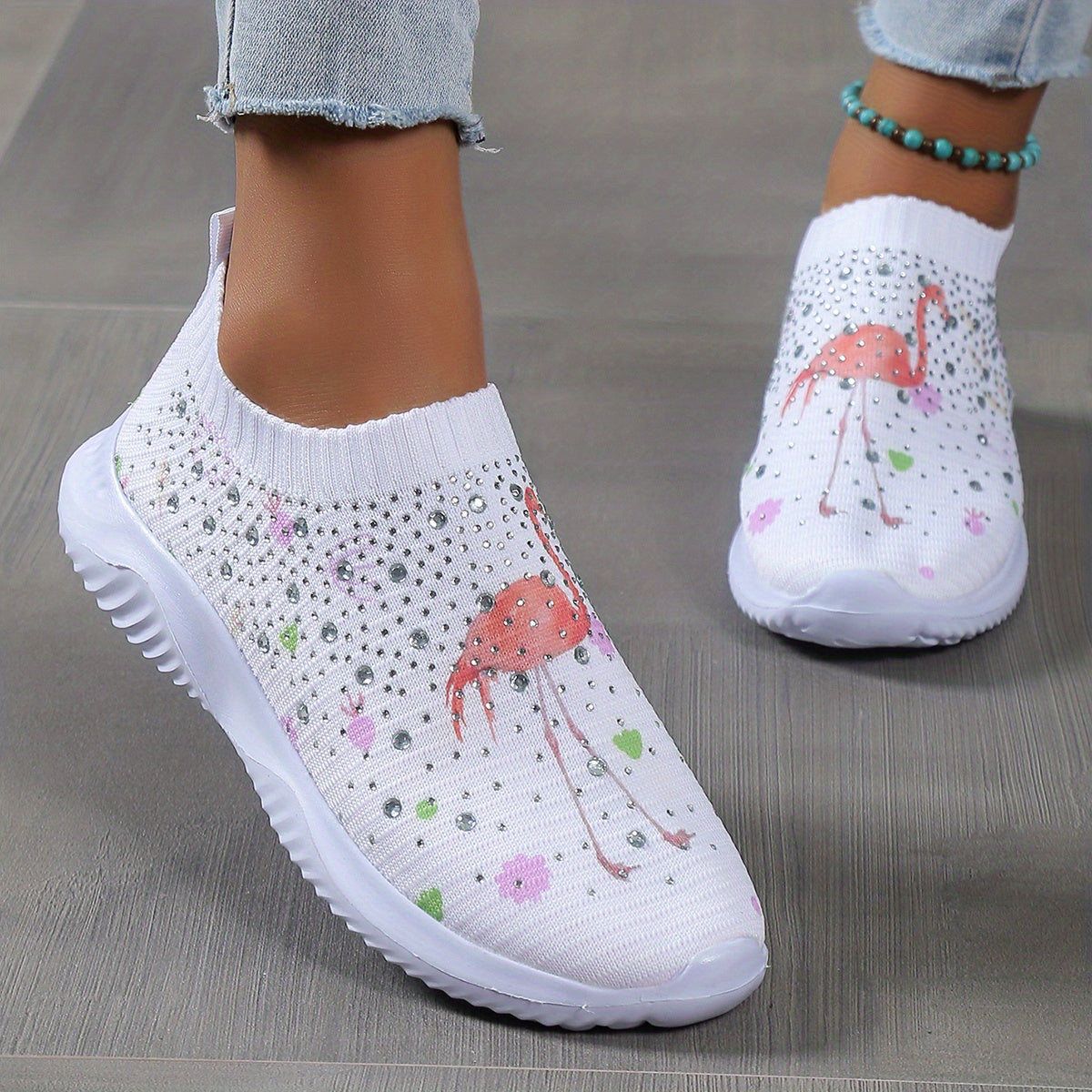 Women's Flatform Slip On Sneakers Lightweight Elastic Shoes