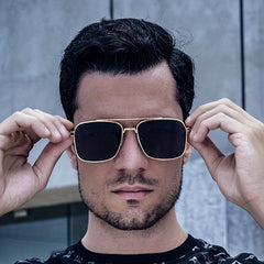 Men's Sunglasses Vintage Half Frame Cut Edge UV Protection