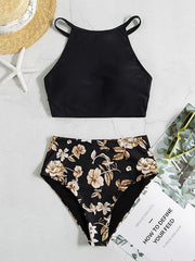 Retro Vintage Tankini Set Floral Print High Waist Swimsuit