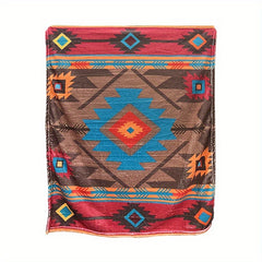 Flannel Warm Blanket Retro Style Sofa Blanket for Camping Travel
