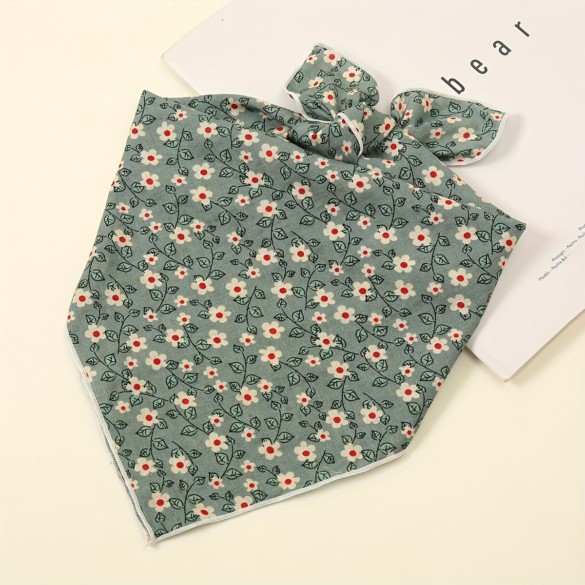 Floral Print Plain Bandana Solid Vintage Square Scarf Women Casual Neckerchief