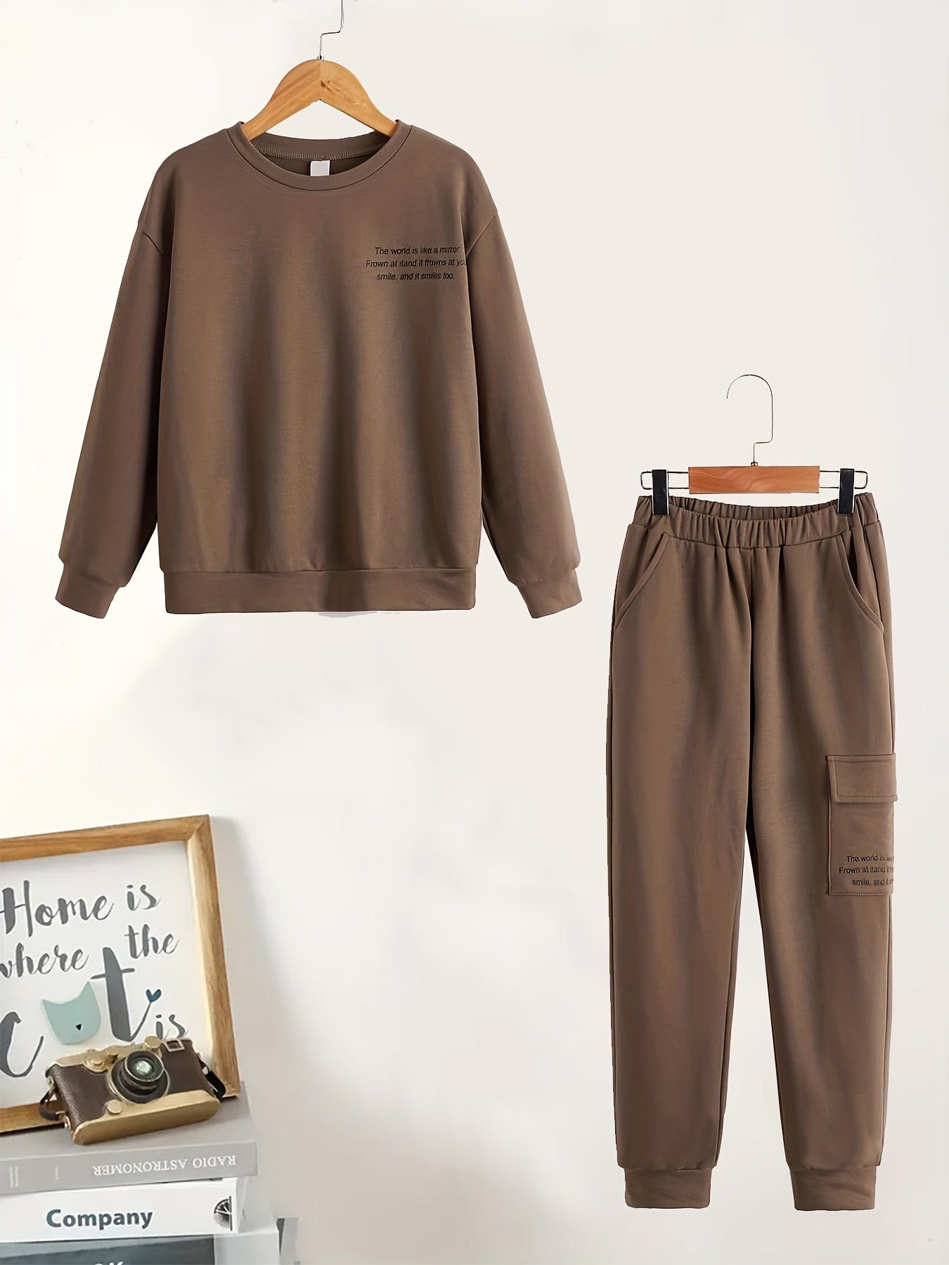Kid's 2pcs Sweatshirt & Sweatpants Set Letter Print Casual Outfits