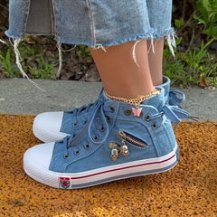 Women's Skull Zipper High Top Sneakers