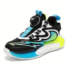 Boy's Rotating Buckle Basketball Shoes Non Slip Sneakers