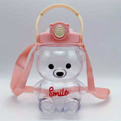 Big Belly Bear Water Bottle with Shoulder Strap and Straw 1000ml