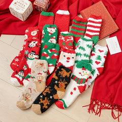 15 Pairs Christmas Print Socks Comfy & Fuzzy Warm Women's Stockings