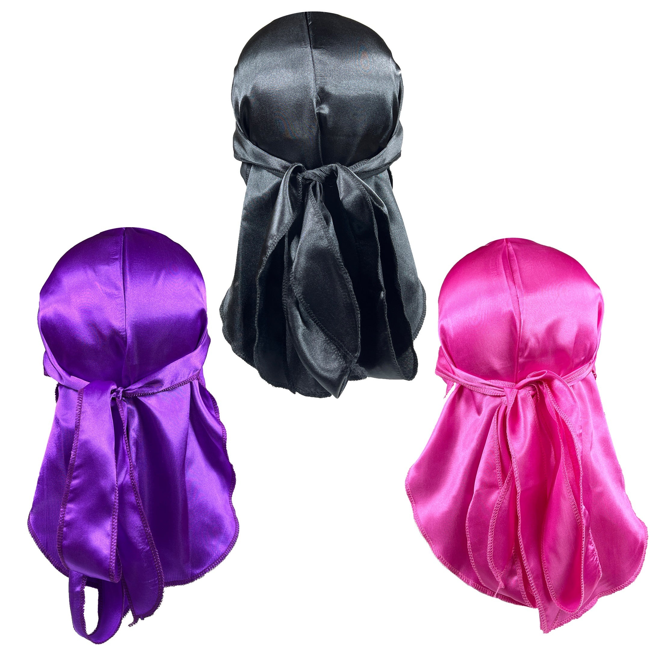 3pcs Flag Pattern Durag With Long Tail Silk Like Satin Durag