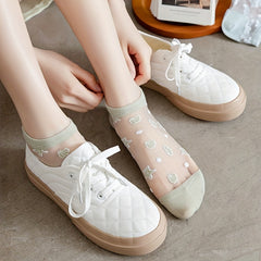 5 Pairs Starfish Pattern Socks & Lightweight Mesh Short Socks Women's Stockings