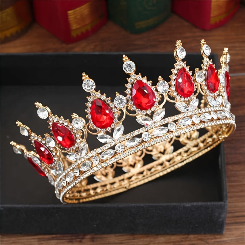 Golden Baroque Queen Crown And Tiaras Rhinestone Wedding Crown Bride Tia