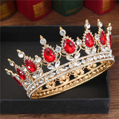 Golden Baroque Queen Crown And Tiaras Rhinestone Wedding Crown Bride Tia
