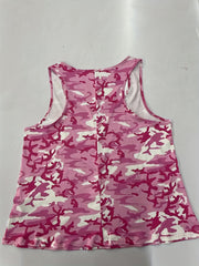 Camo Print Tank Top Round Neck Stretchy Sleeveless Casual Tee