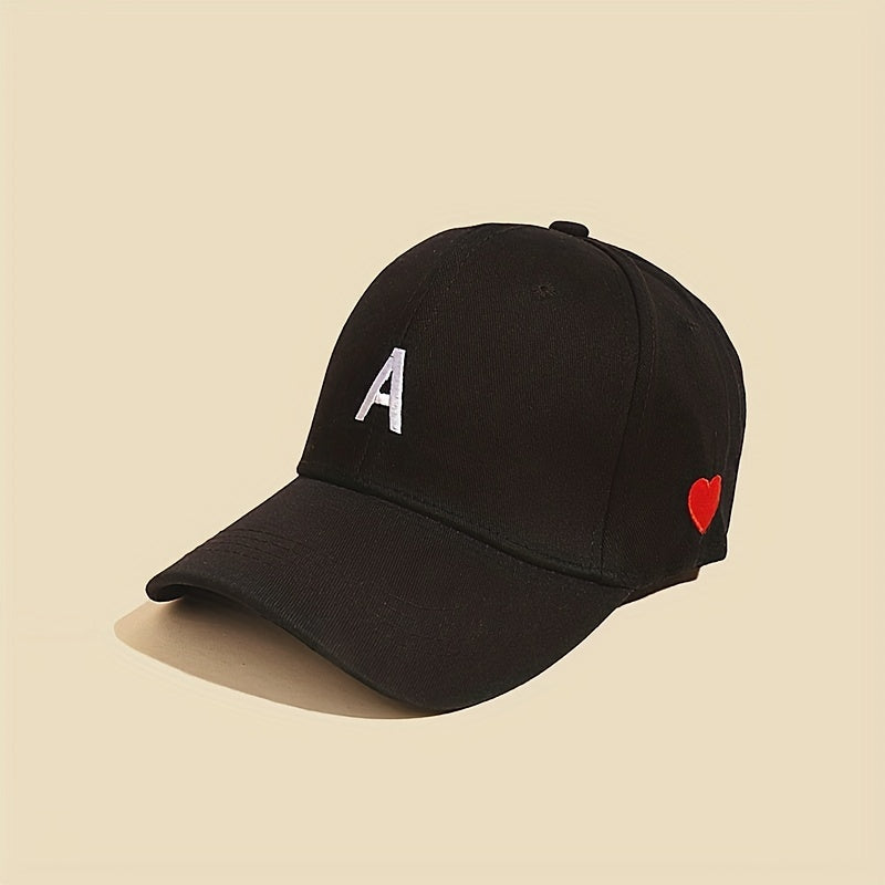 Heart A Embroidery Baseball Cap Lightweight Sun Hats For Women
