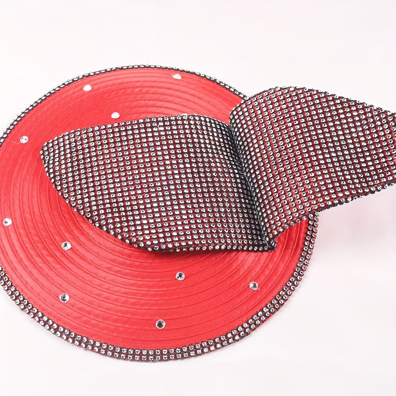 Vintage Rhinestone Leaf Fascinator Hat with Bowknot & Veil