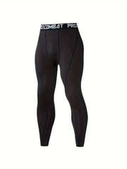 Men's Alphabets Pattern Compression Pants for Outdoor Fitness