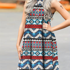 Southwestern Print Sleeveless Dress Casual Summer Spring