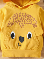 Cartoon Print Cotton Hooded Baby Set