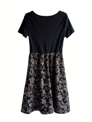 Floral Print Short Sleeve Dress for Spring & Summer