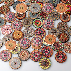 50pcs 20MM Retro Wooden Buttons Two Holes DIY Sewing Handcraft Accessories