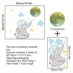 18pcs Luminous Baby Elephant Moon Star Children's Room Wall Sticker