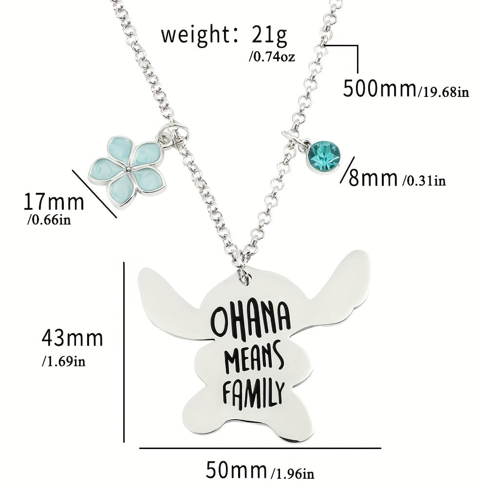 Ohana Means Family Boys Kids Laser Lettering Couple Jewelry Gift Necklace