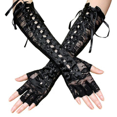 Retro Lace Corset Arm Fingerless Gloves
