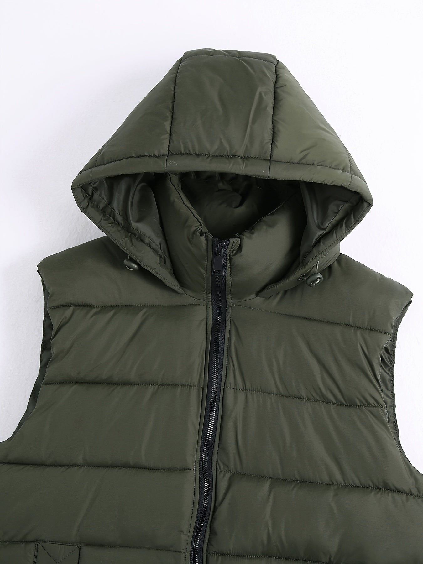 Solid Hooded Padded Vest Women's Winter Clothing