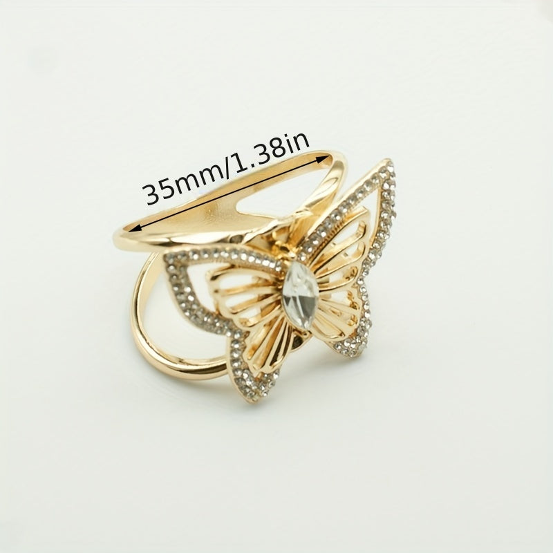 Scarf Ring Clip Rhinestone Butterfly Wrap Holder