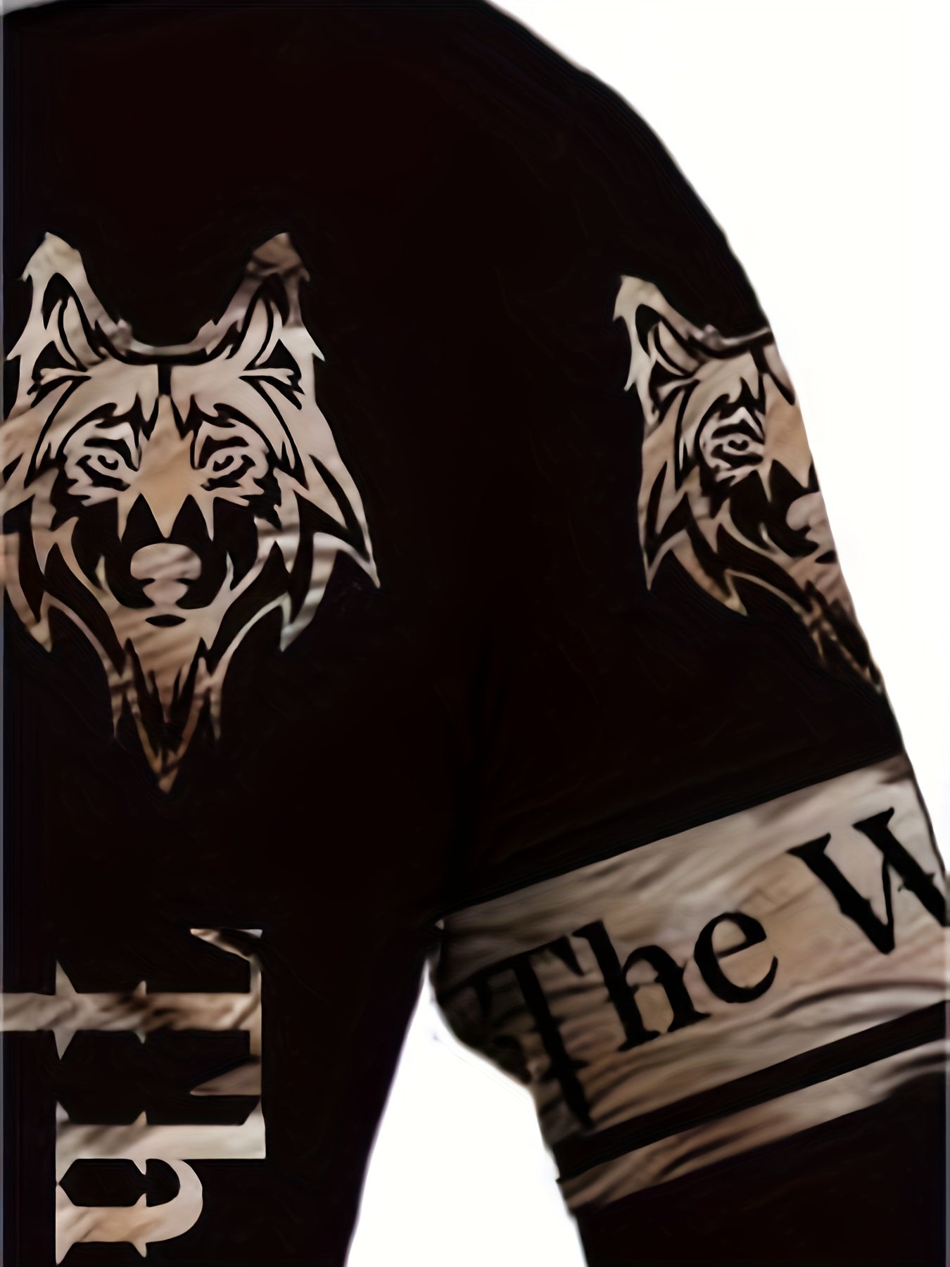 Wolf Print Hoodie Graphic Sweatshirt Mens Hooded Pullover
