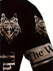 Wolf Print Hoodie Graphic Sweatshirt Mens Hooded Pullover