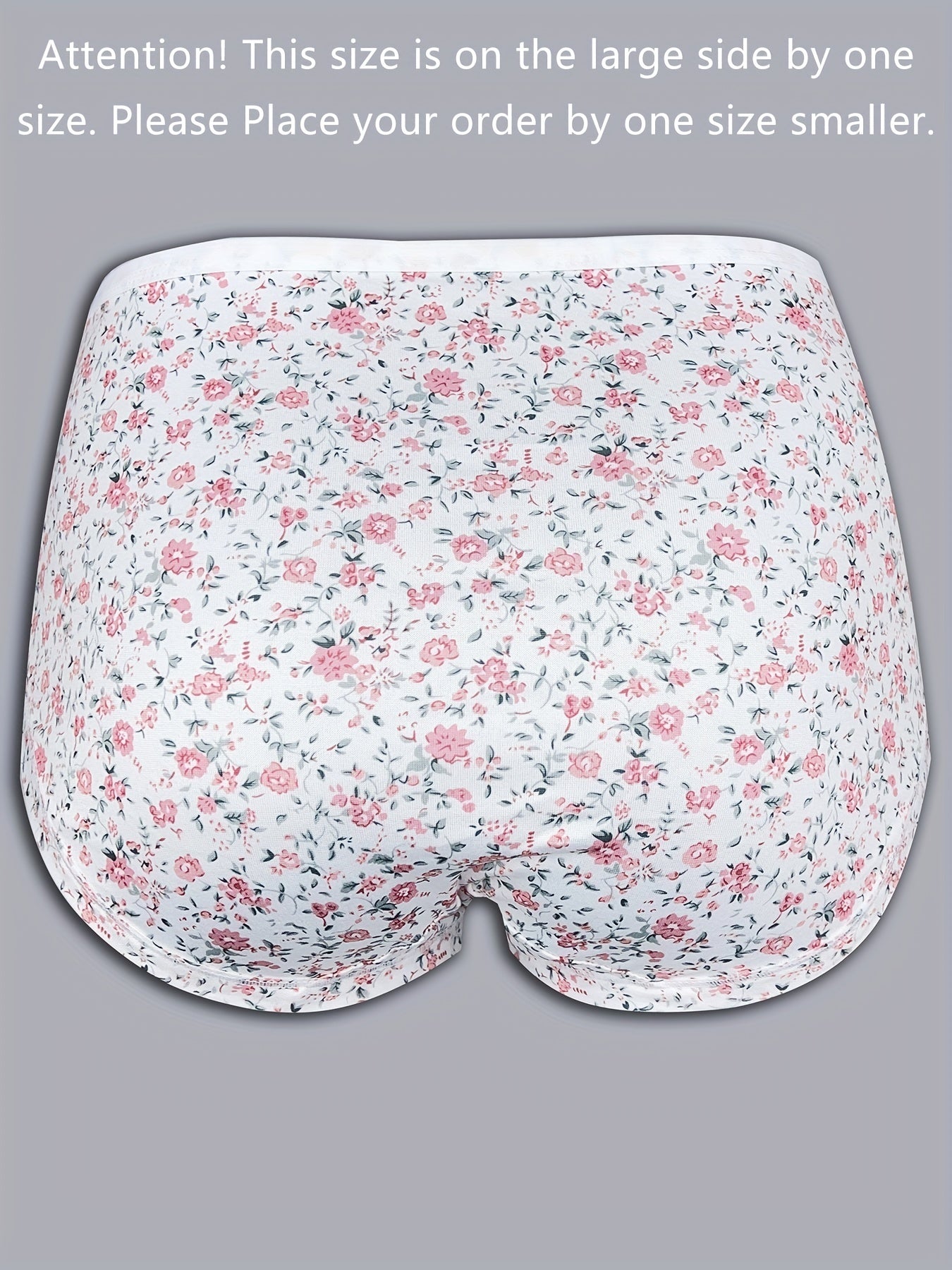 3pcs Floral Print Briefs Elastic Intimates Panties Women's Lingerie