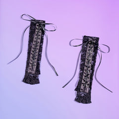 Nightclub Lace Strap Gloves Long Ribbon Knot