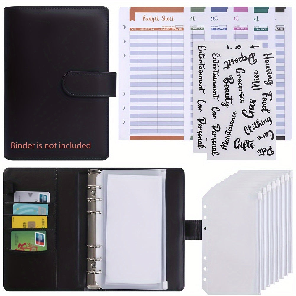 8pcs A6 Waterproof PVC Cash Envelopes for 6 Ring Binder