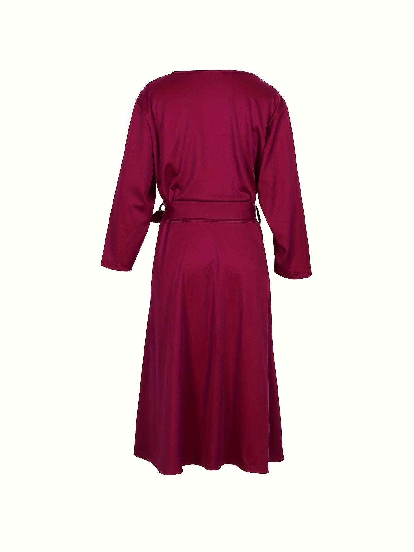 Solid V-Neck Half Zipper Dress With Pockets
