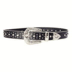 Western Cowboy Cowgirl Belt Rhinestone Rivet Sparkling Hip Hop Belt