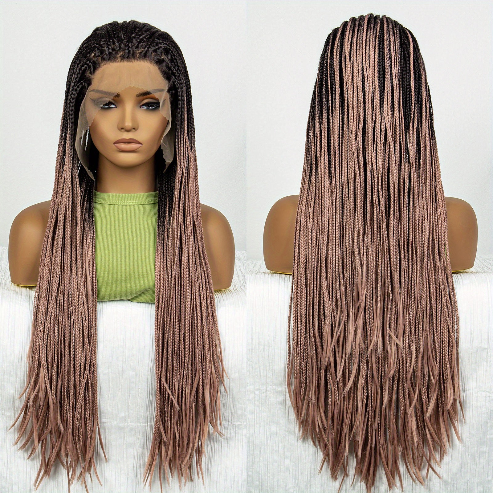 Colorful Lace Front Braided Wig Box Braid with Baby Hair Synthetic Hair Wig