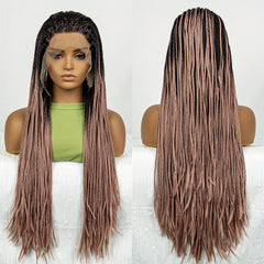 Colorful Lace Front Braided Wig Box Braid with Baby Hair Synthetic Hair Wig