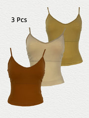 Solid Cami Top V Neck Sleeveless Women's Lingerie