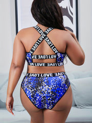 Women's Plus Leopard Print Criss Cross Bra & Panty Set